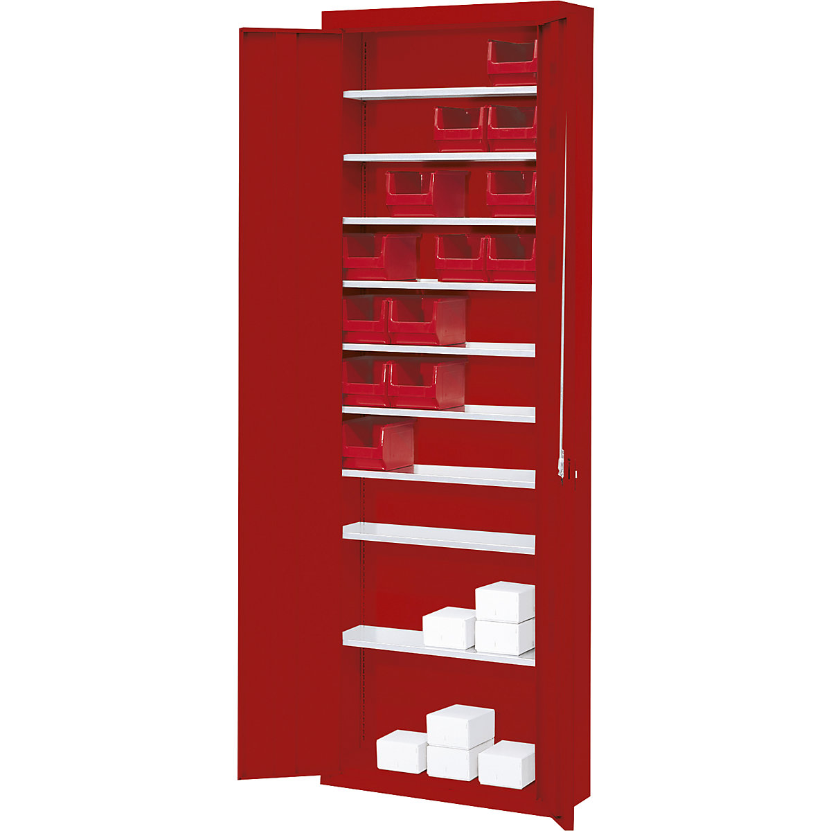 Skladišni ormar bez otvorenih skladišnih kutija – mauser, VxŠxD 2150 x 680 x 280 mm, u jednoj boji, u crvenoj boji-7