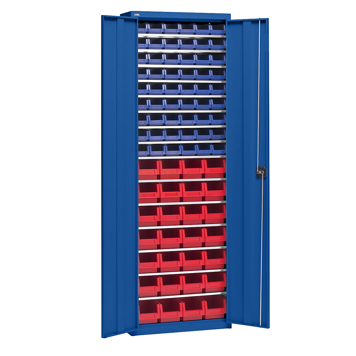 Ormar za materijale sa skladišnim kutijama – eurokraft pro, visina 2000 mm, 15 polica, u encijan plavoj boji-5