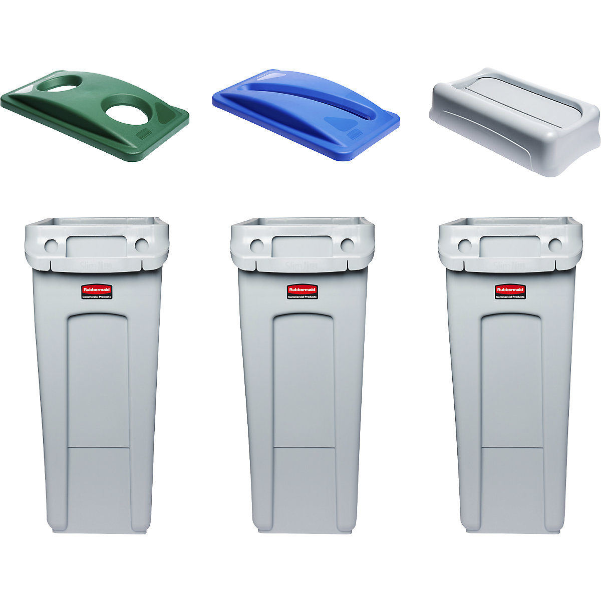 Stacja sortowania surowców wtórnych, zestaw potrójny SLIM JIM® – Rubbermaid (Zdjęcie produktu 2)-1