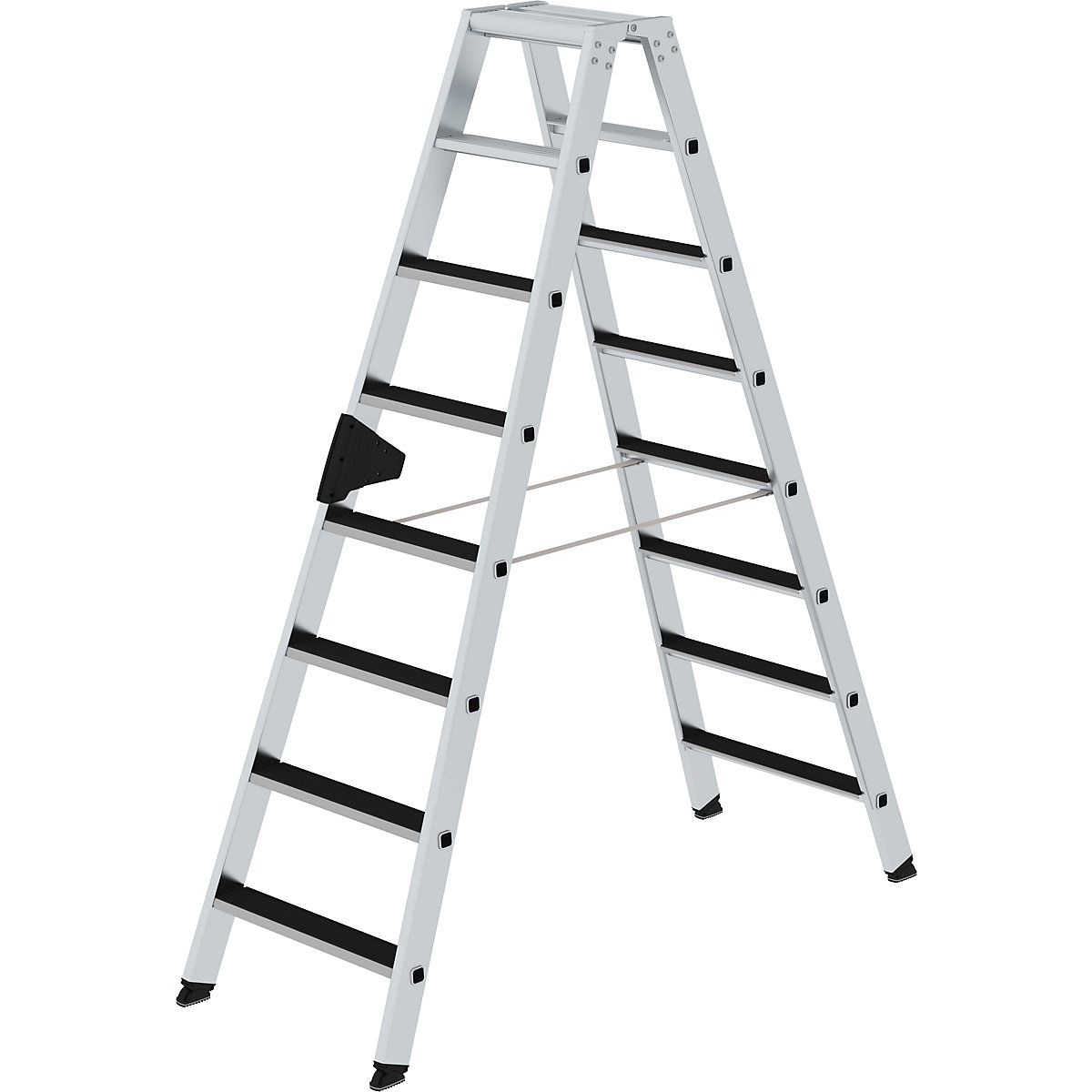Žebřík se stupni CLIP-STEP – MUNK, výstup z obou stran, rýhované, 2 x 8 stupňů