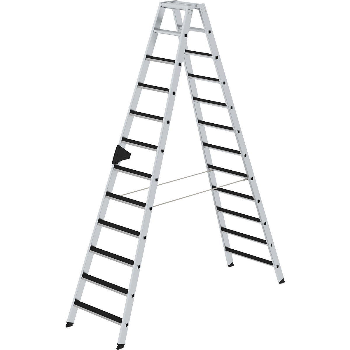 Žebřík se stupni CLIP-STEP – MUNK, výstup z obou stran, rýhované, 2 x 12 stupňů