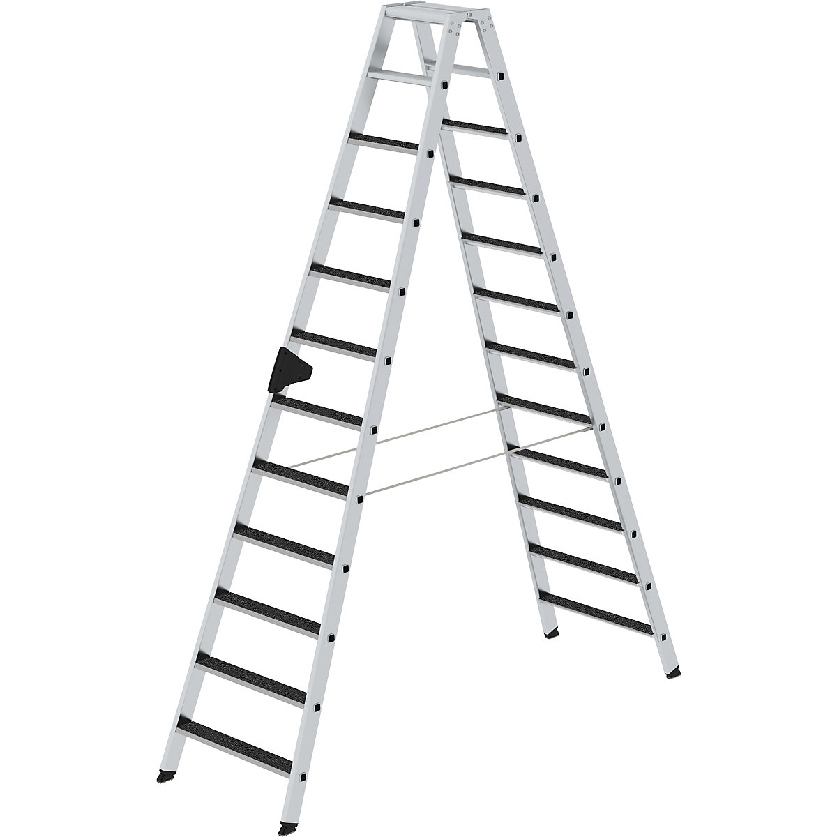 Žebřík se stupni CLIP-STEP – MUNK, výstup z obou stran, protiskluzový R13, 2 x 12 stupňů