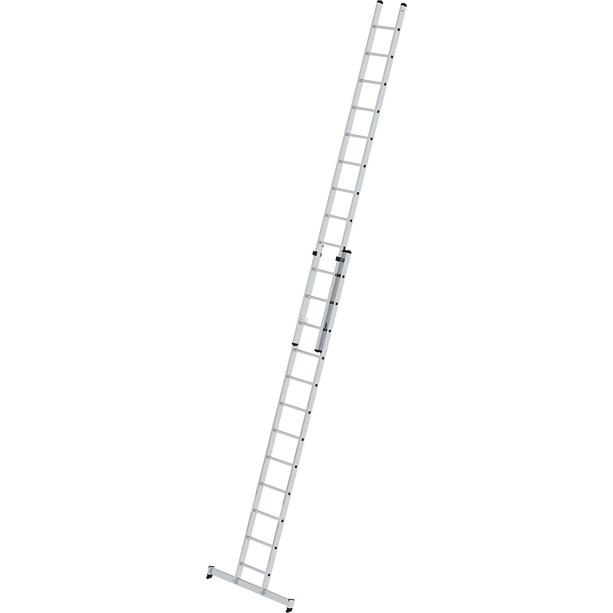 Výškově přestavitelný opěrný žebřík – MUNK, posuvný žebřík, 2dílný, 2 x 12 příčlí, s příčníkem nivello®-9