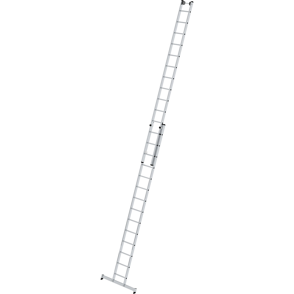 Výškově přestavitelný opěrný žebřík – MUNK, posuvný žebřík, 2dílný, 2 x 14 příčlí, s příčníkem nivello®-10