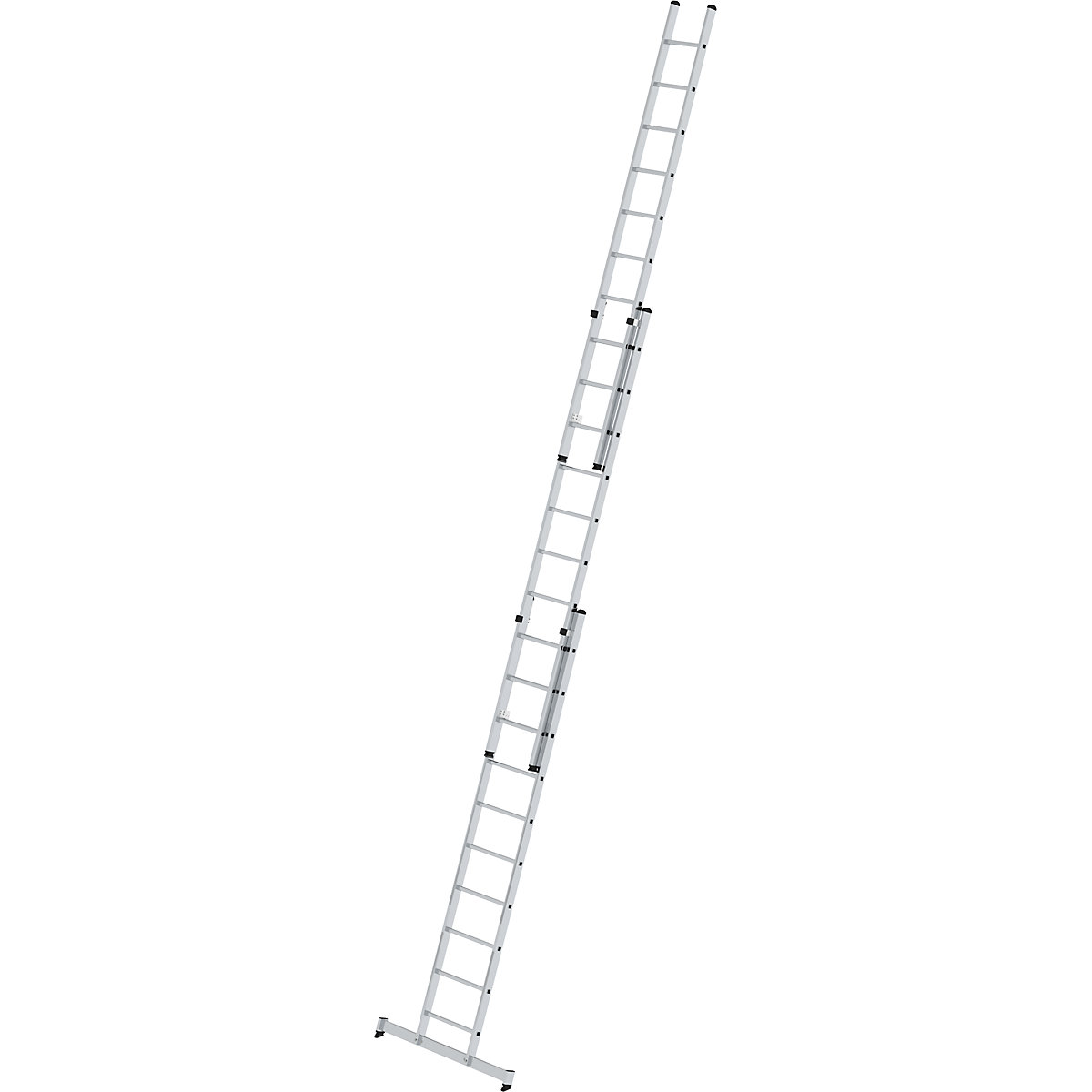 Výškově přestavitelný opěrný žebřík – MUNK, posuvný žebřík, 3dílný s příčníkem nivello®, 3 x 10 příčlí