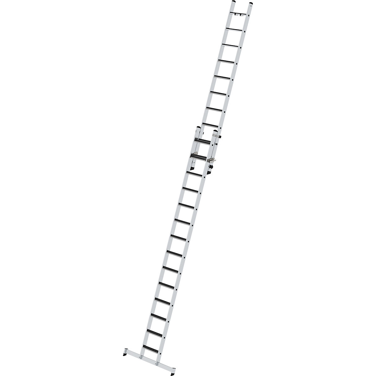 Výsuvný žebřík se stupni, dvoudílný – MUNK, příčník nivello® a nášlapná plocha clip-step, 24 stupňů-3