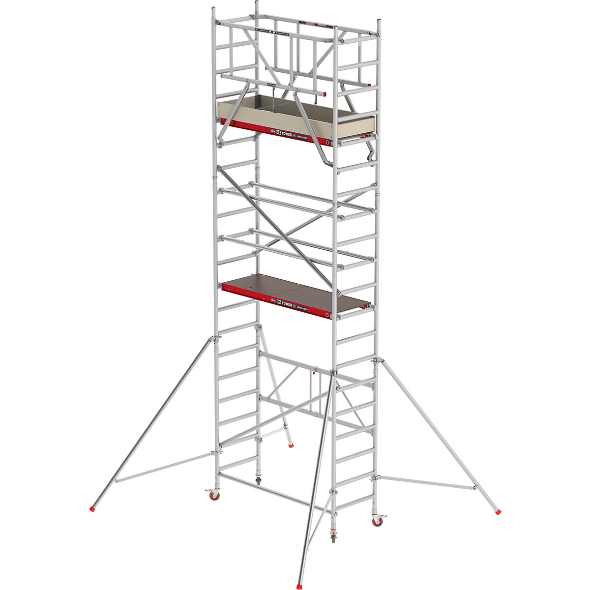 Lešení pro místnosti RS 44-POWER – Altrex, dřevěná plošina, délka 1,85 m, pracovní výška 6,80 m-8