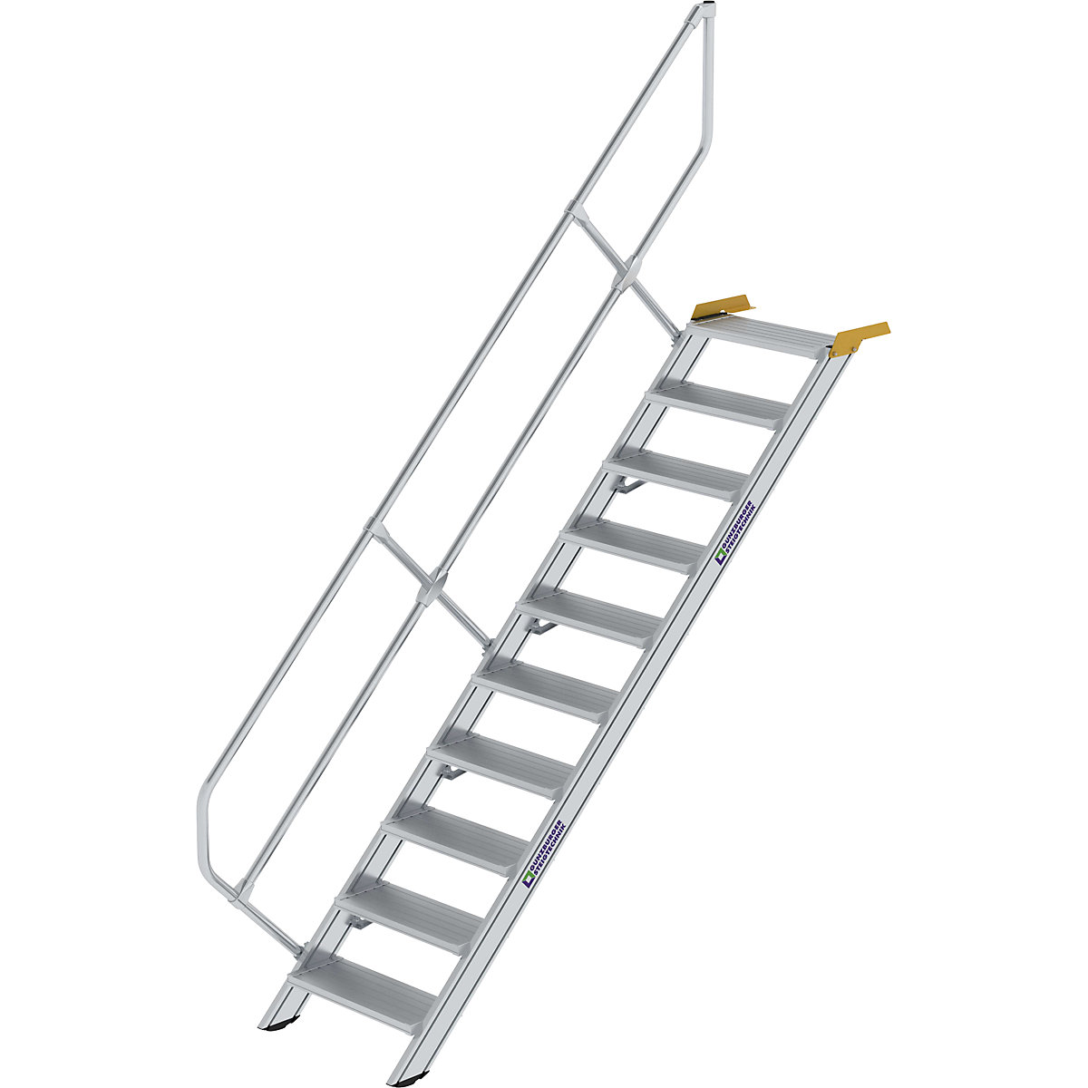 Průmyslové schody – MUNK, hliníkové stupně, šířka stupně 800 mm, 10 stupňů-5
