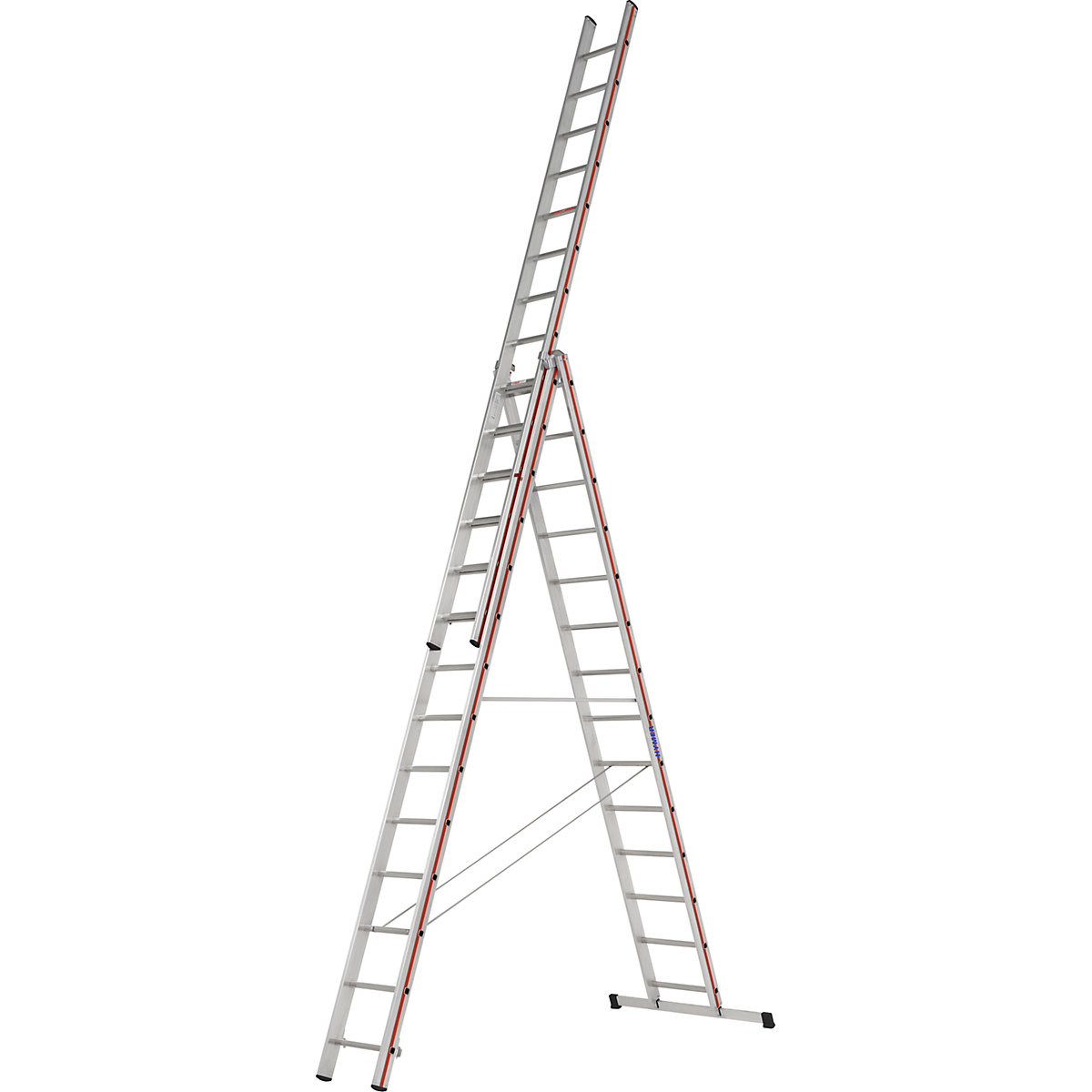 Hliníkový víceúčelový žebřík – HYMER, provedení Profi, 3 x 14 příčlí, max. pracovní výška 10,34 m
