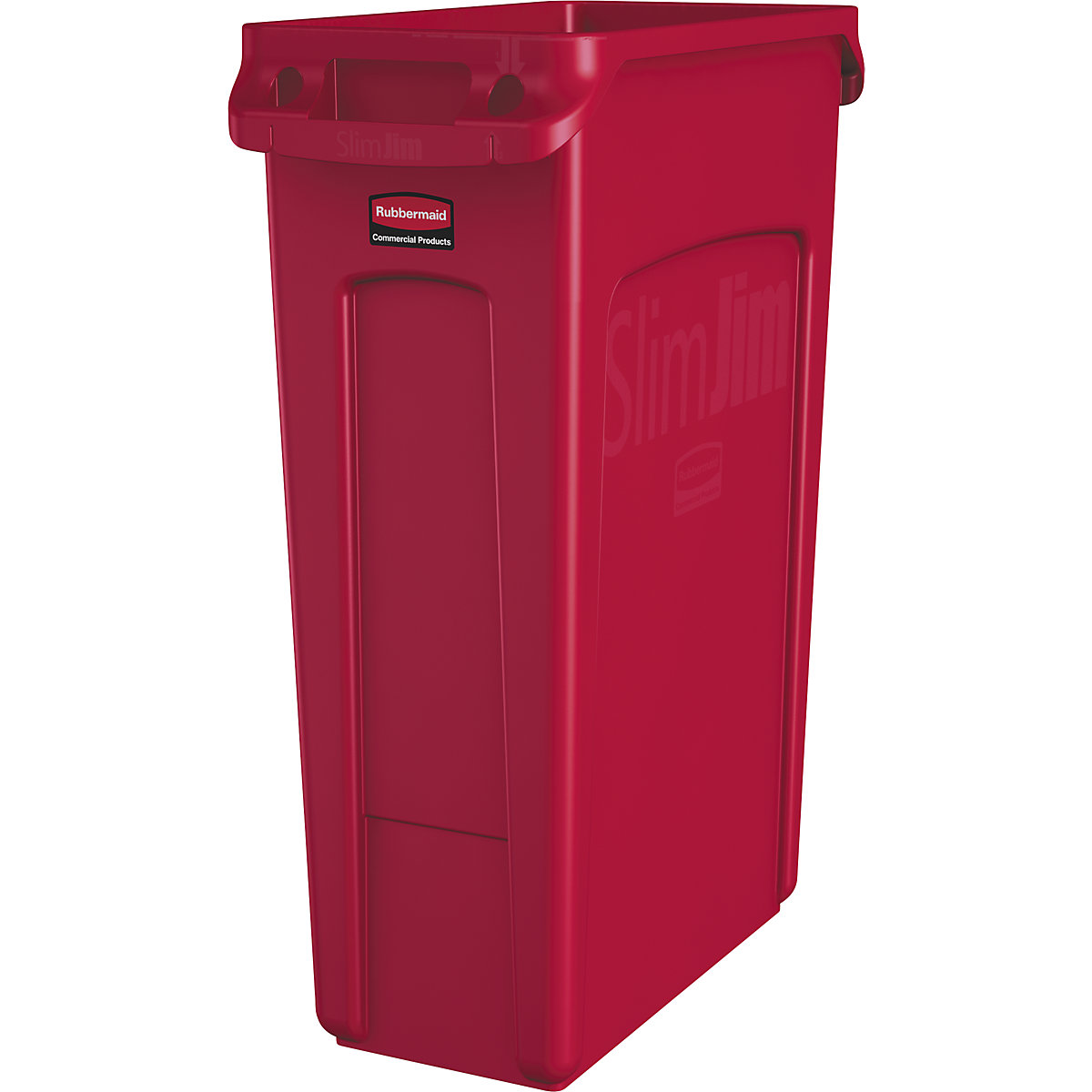 Nádoba na odpad SLIM JIM® – Rubbermaid, objem 87 l, s vetracími kanálmi, červená-2