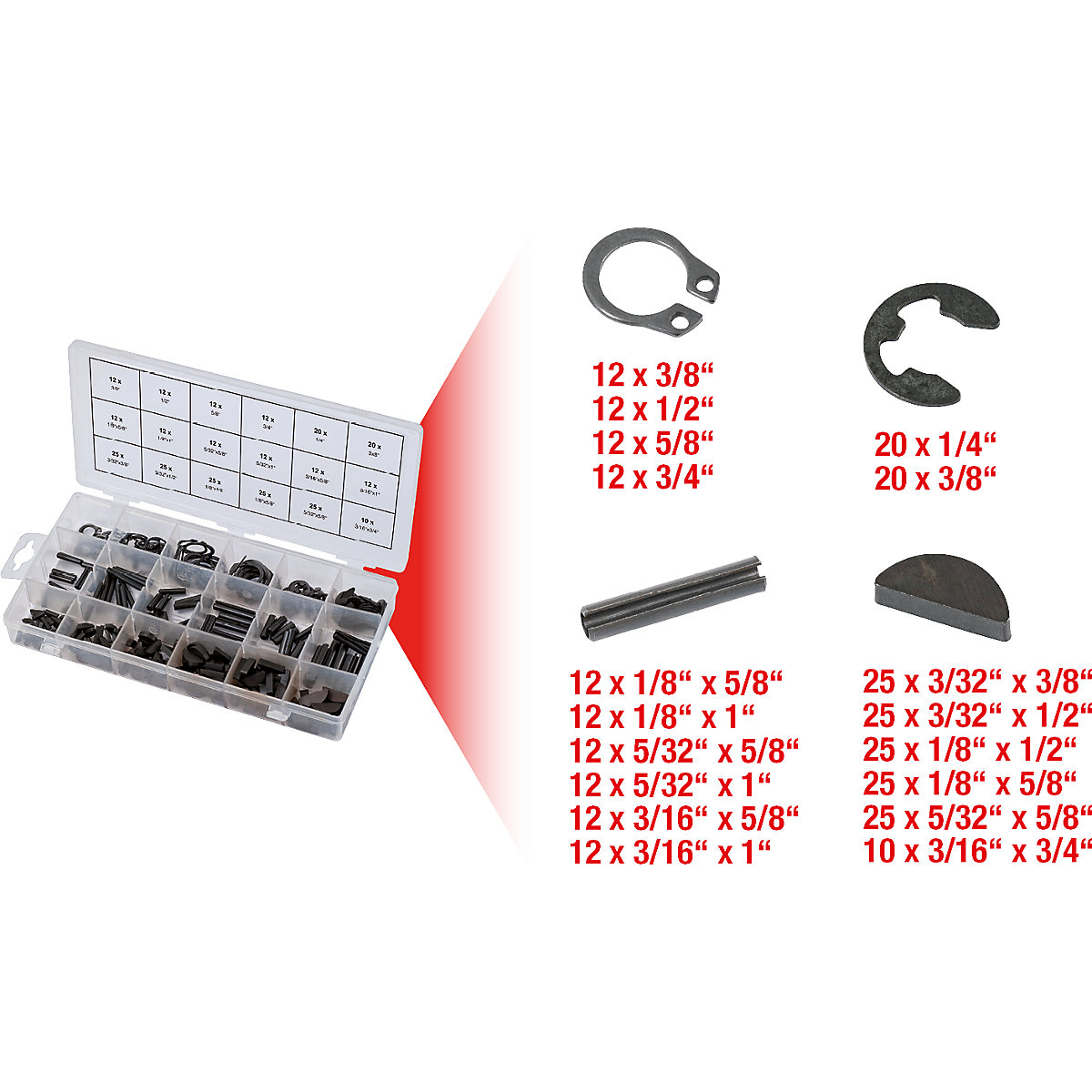 Assortimento spine elastiche/anelli d'arresto/chiavette piatte/anelli di sicurezza elastici – KS Tools (Foto prodotto 2)-1