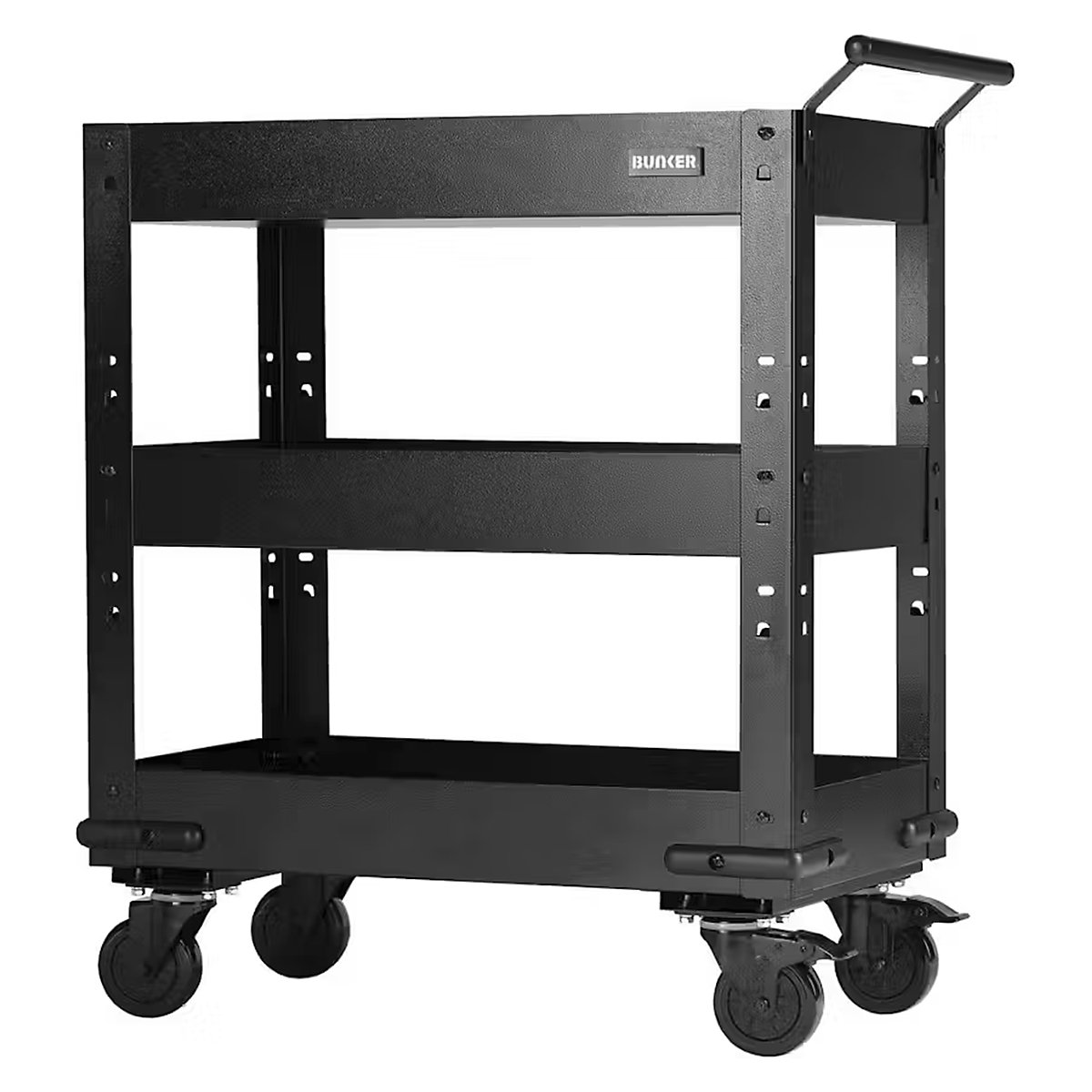 BUNKER 3-Tier Trolleys with Pull Handle, BUNKER 3-Tier Trolleys with Pull Handle, BUNKER® 3 Tier Trolley with Pull Handle | 851h x 714w x 410d mm | Steel Worktop | 50kg Shelf Capacity-1