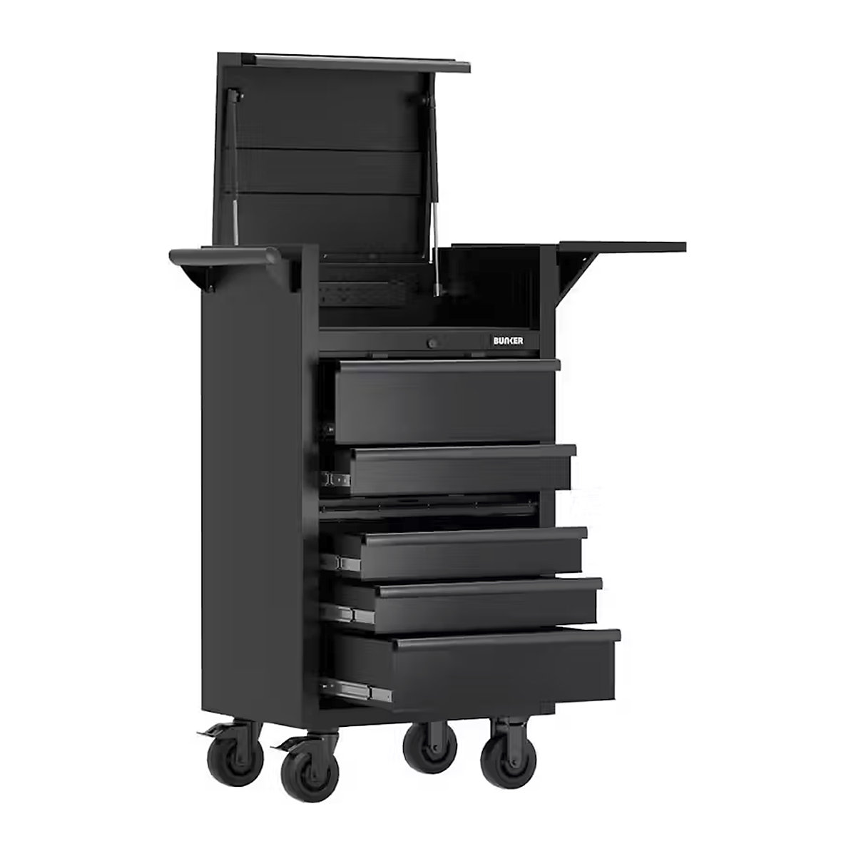 BUNKER Diagnostic Trolley with Collapsible Side Tray | 5 Drawers (Product illustration 2)-1