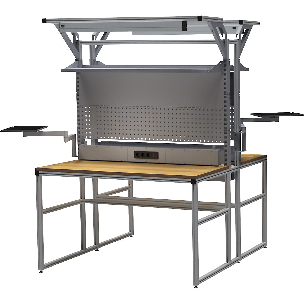 Banc de lucru din aluminiu workalu&reg; cu structură modulară, bilateral &ndash; bedrunka hirth