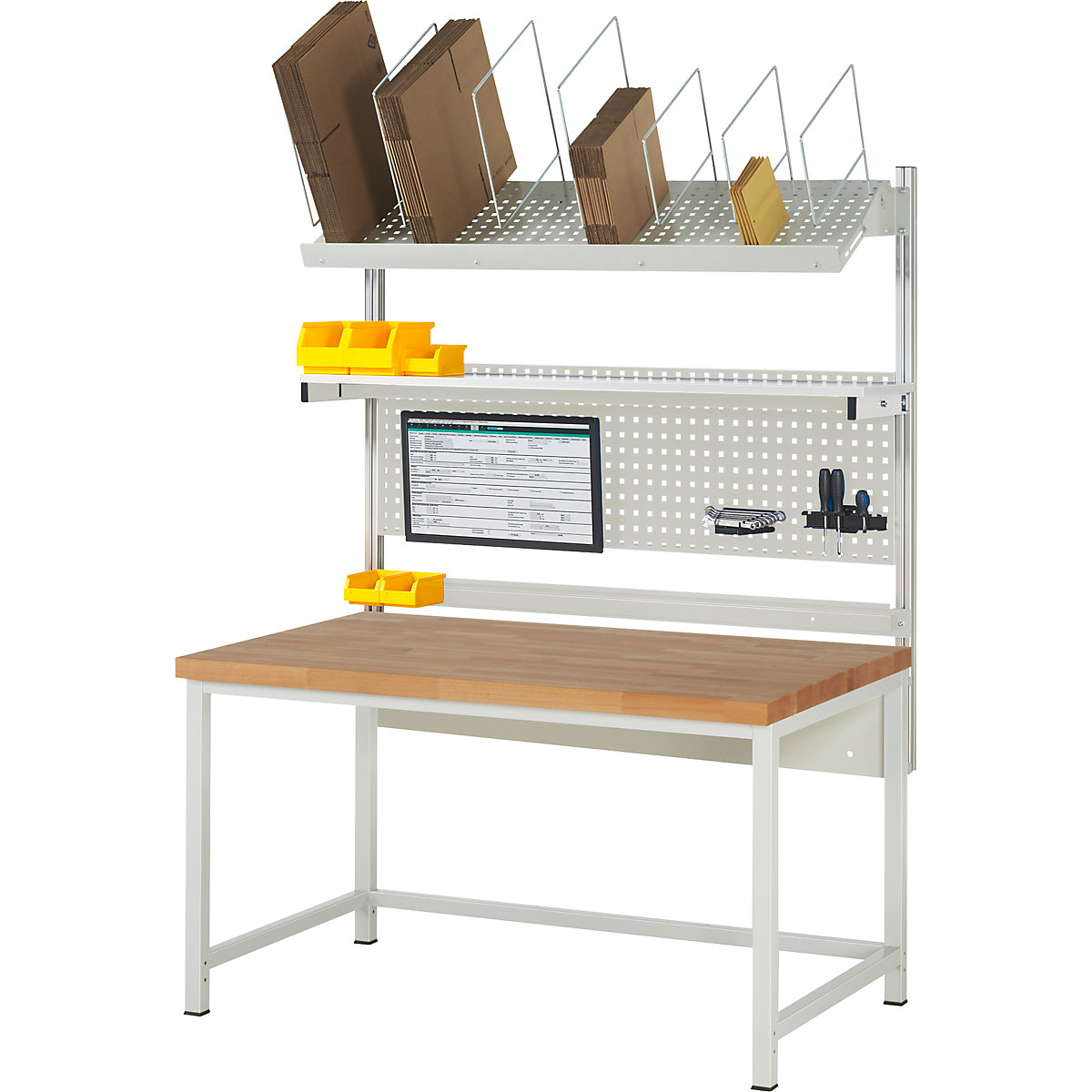 Banco da lavoro con sovrastruttura serie 8000 - eurokraft pro