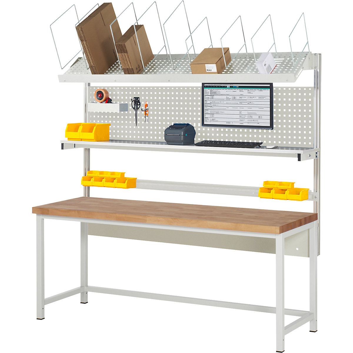 Banco da lavoro con sovrastruttura serie 8000 - eurokraft pro