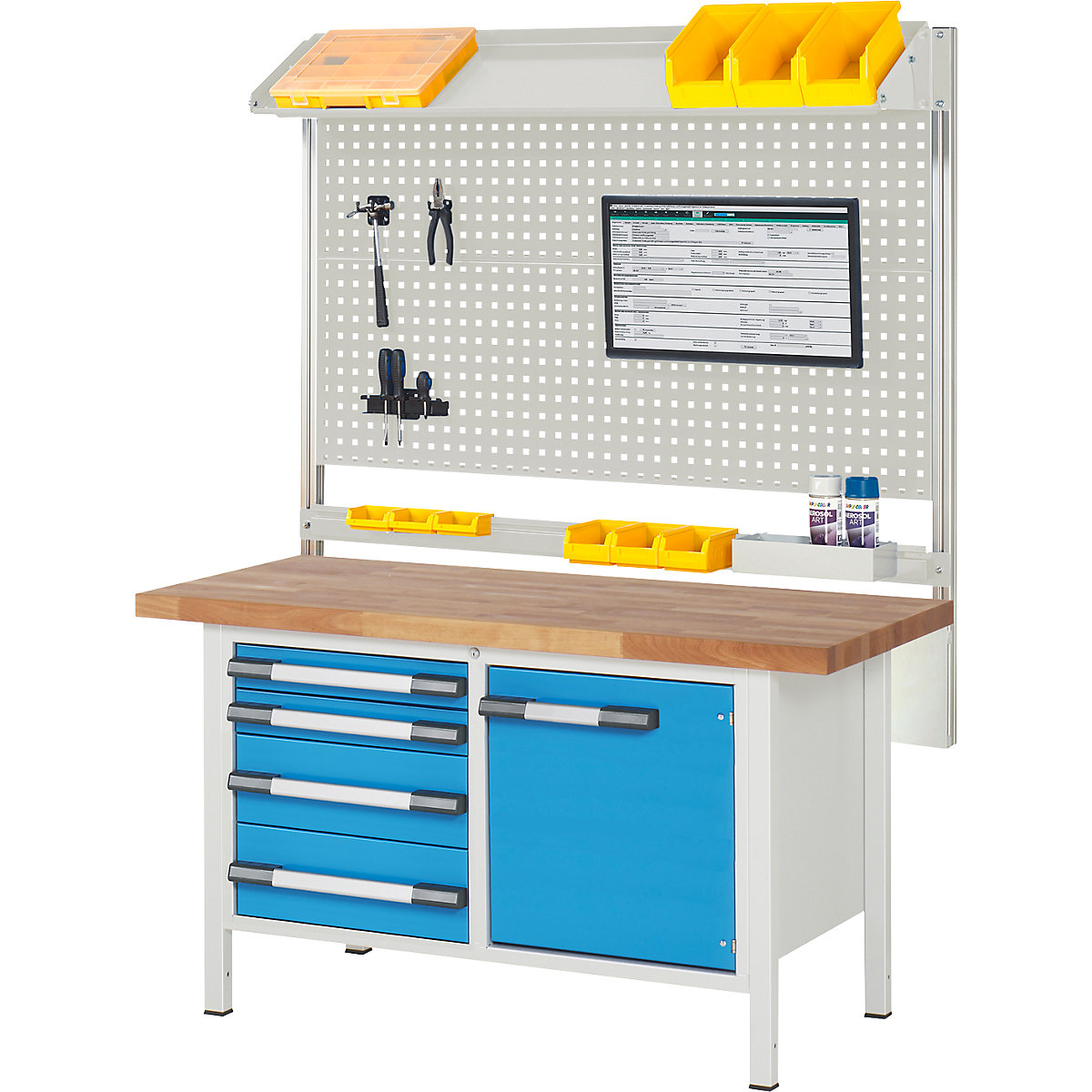 Banco da lavoro con sovrastruttura serie 8000 - eurokraft pro