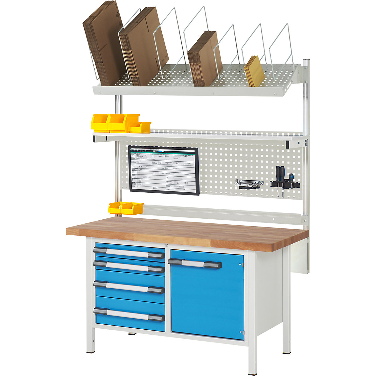 Banco da lavoro con sovrastruttura serie 8000 - eurokraft pro