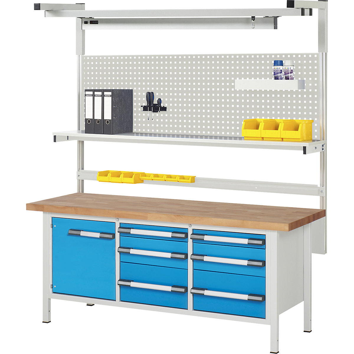 Banco da lavoro con sovrastruttura serie 8000 - eurokraft pro