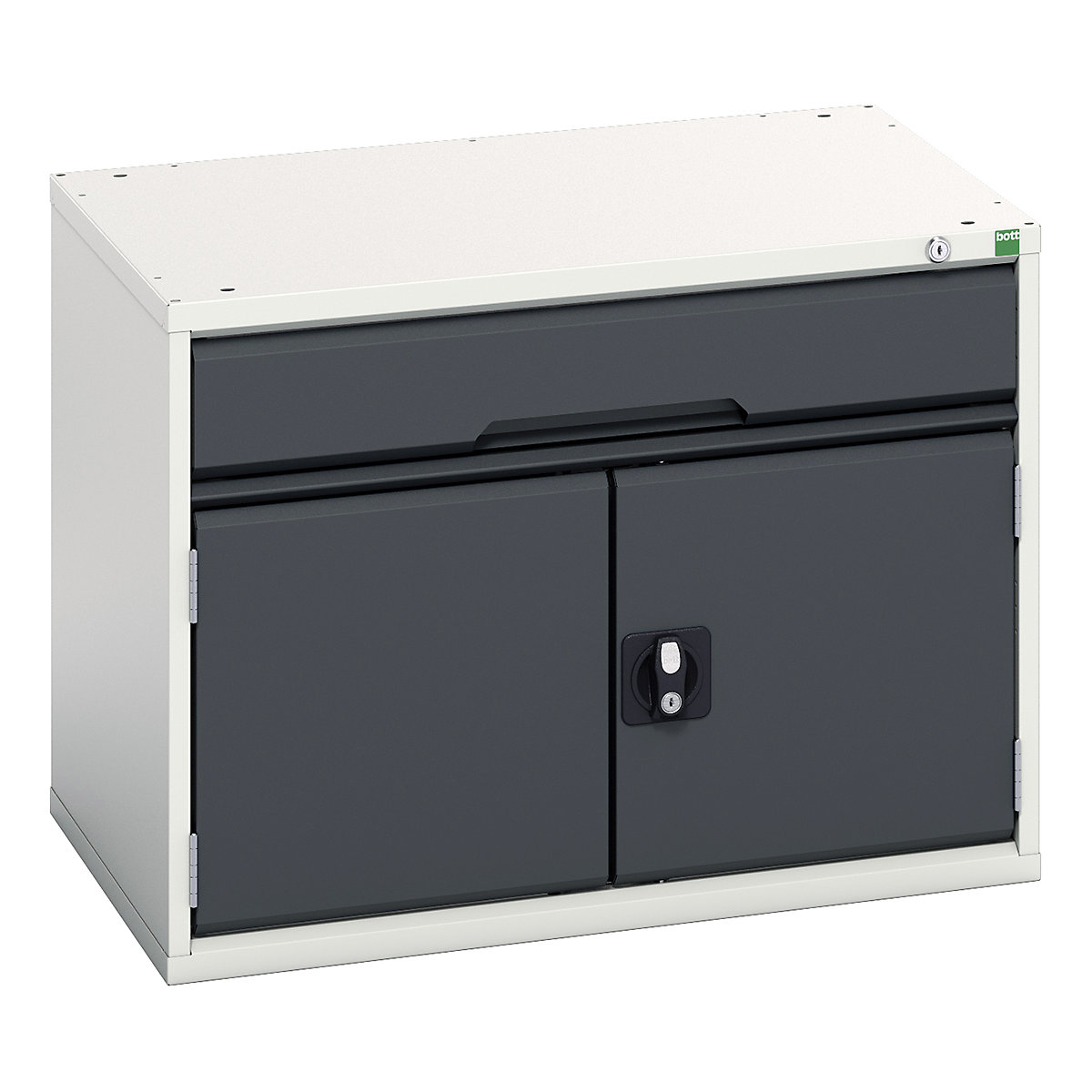 Bott Verso Suspended Cabinets | 600mm High, Bott Verso Suspended Cabinets | 600mm High, Bott Verso 1 Drawer & Cupboard | 600h x 800w x 550d mm | 1x 125mm Drawer, 375mm Door, 1x Shelf | Anthracite Grey-6