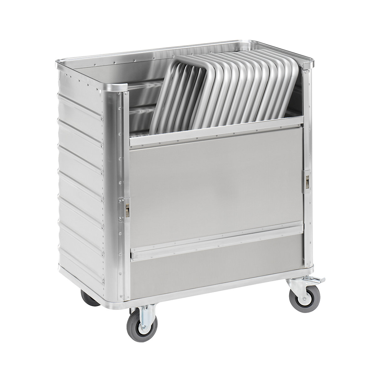 Cărucior tip container din aluminiu, perete lateral care poate fi coborât – Gmöhling (Imagine produs 6)-5