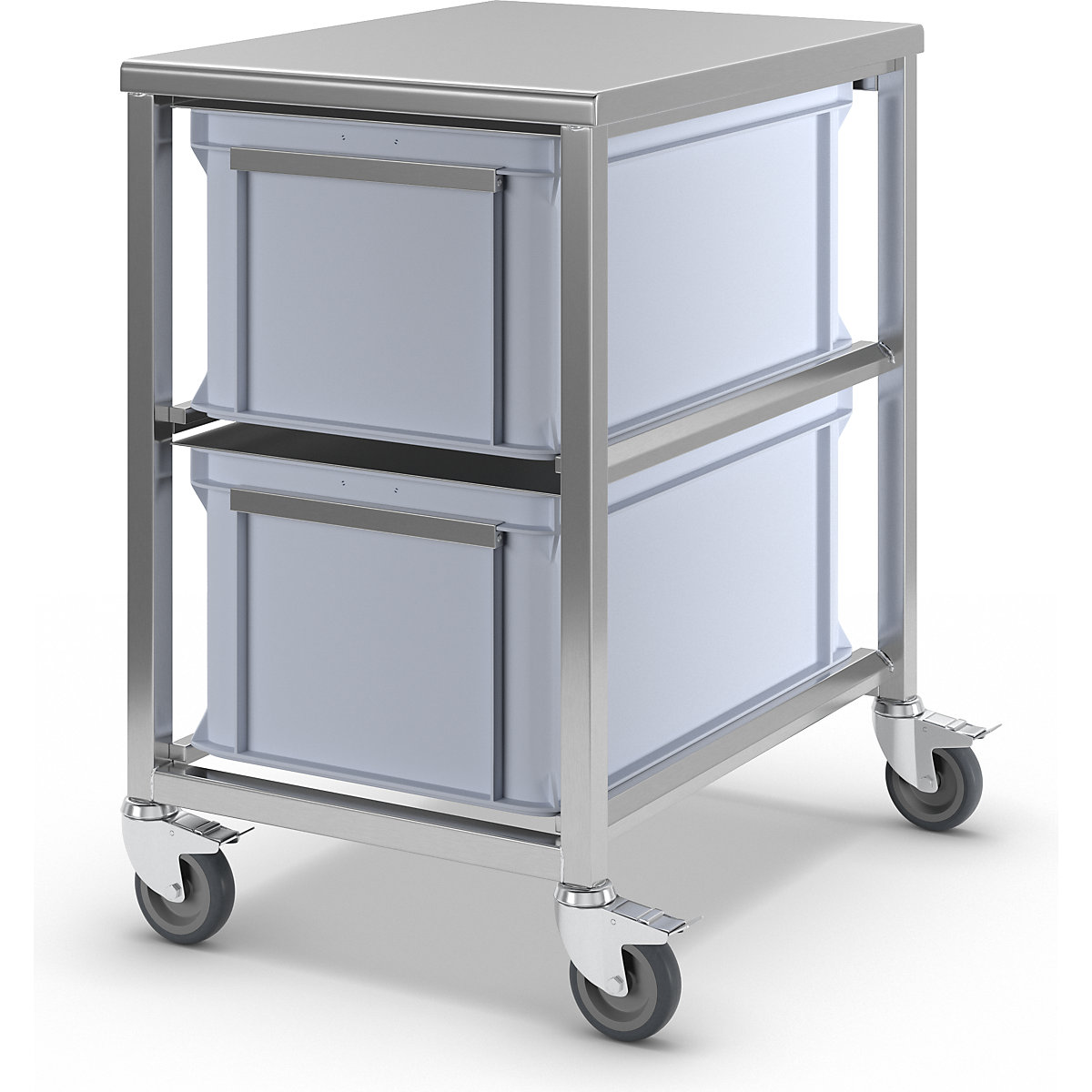 Carro de acero inoxidable con recipientes