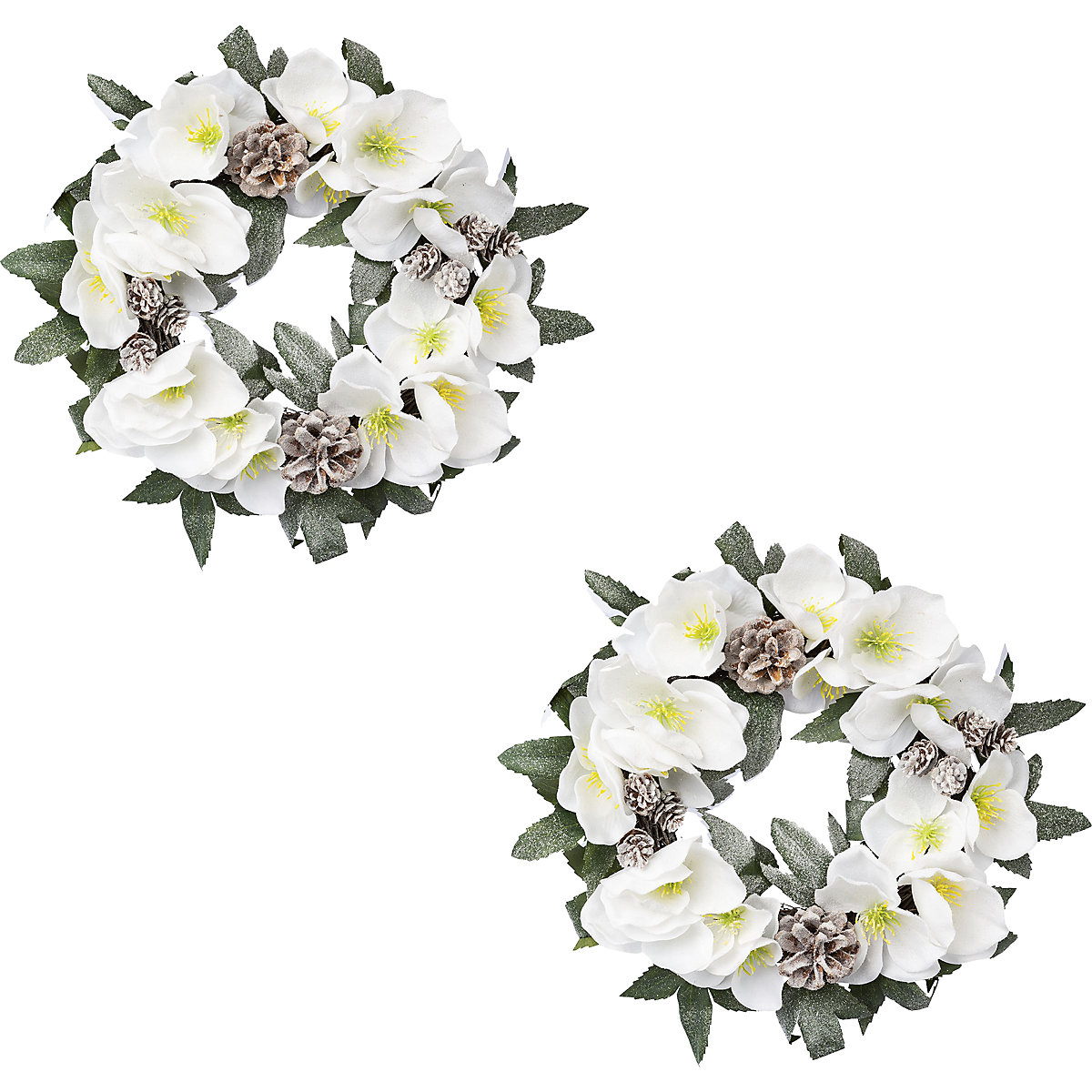 Christmas rose wreaths, 2 items