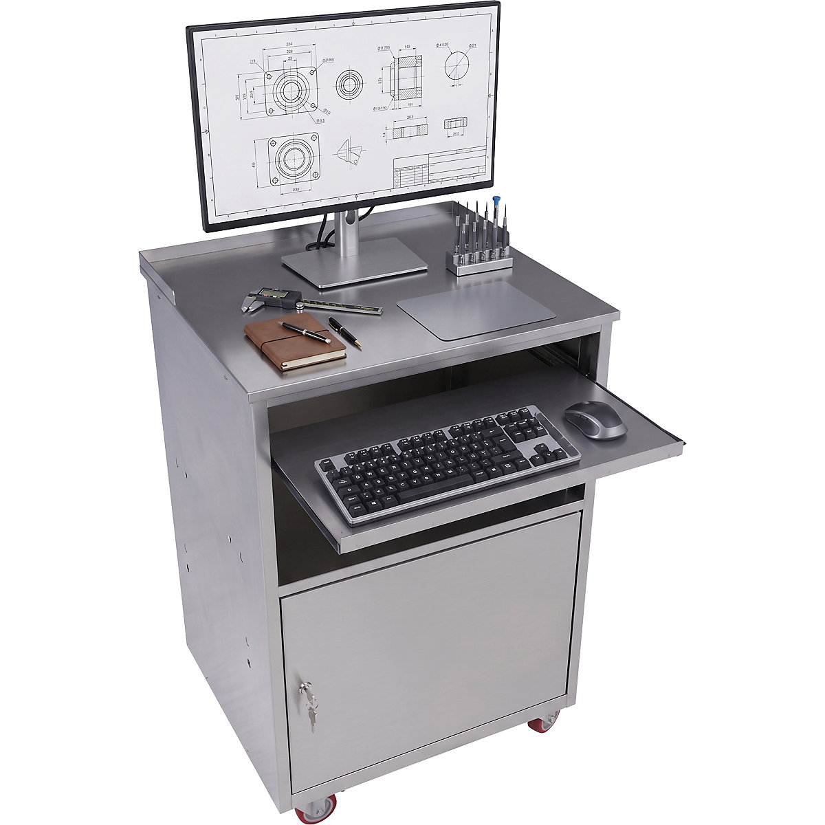 Edelstahl-PC-Pult eurokraft basic