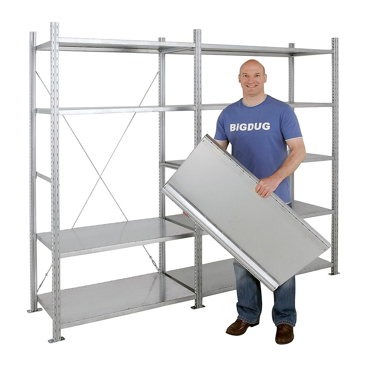 Pack Of 3 Medium-Duty Galvanised Extra Shelves, 1000w x 600d mm, 310kg UDL