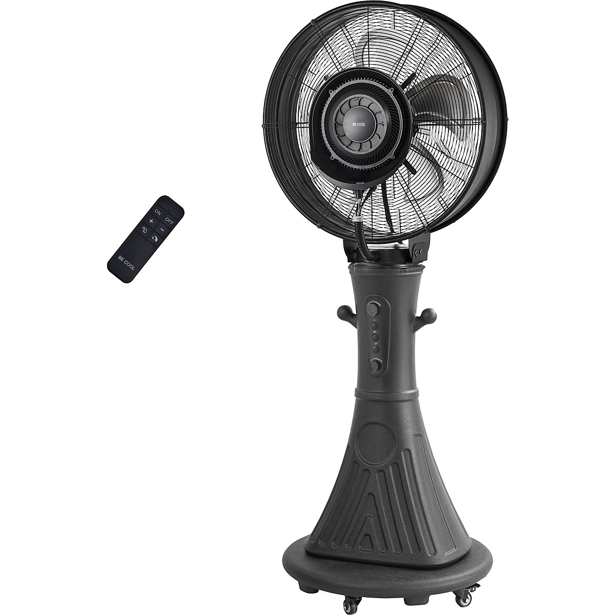 Průmyslový stojanový ventilátor s rozprašováním mlhy