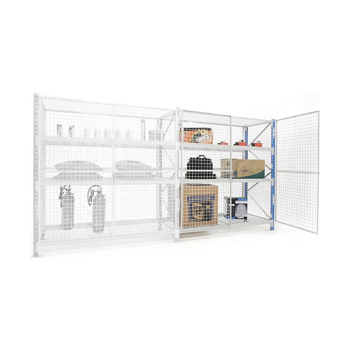 Secure Mesh Shelving | Extension Bay | 3 Mesh Levels | 2500h x 1800w x 800d mm | 400kg UDL