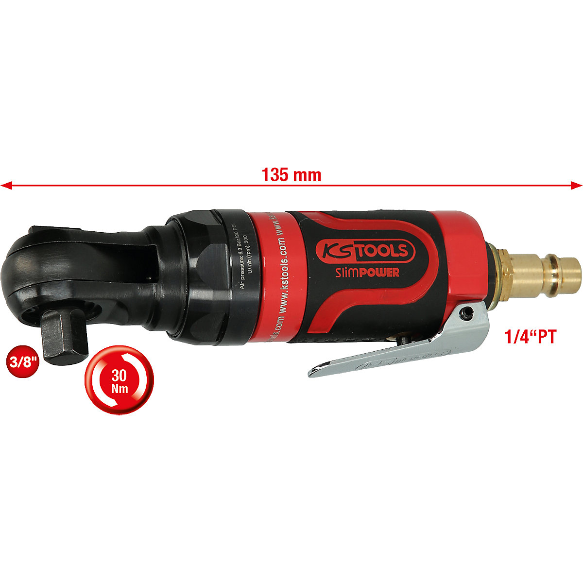 SlimPOWER mini pneumatic reversing ratchet - KS Tools