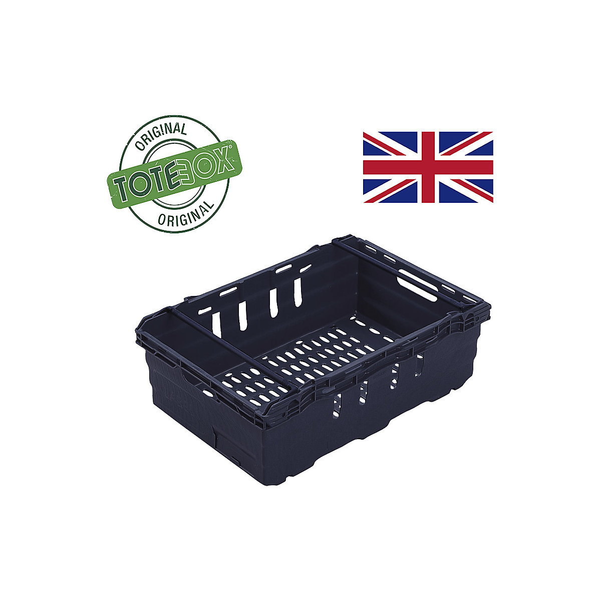 TOTEBOX Bale Arm Supermarket Crate, TOTEBOX Bale Arm Supermarket Crate, TOTEBOX Bale Arm Supermarket Crate | 35 Litre | 199h x 400w x 600d mm | Black-2