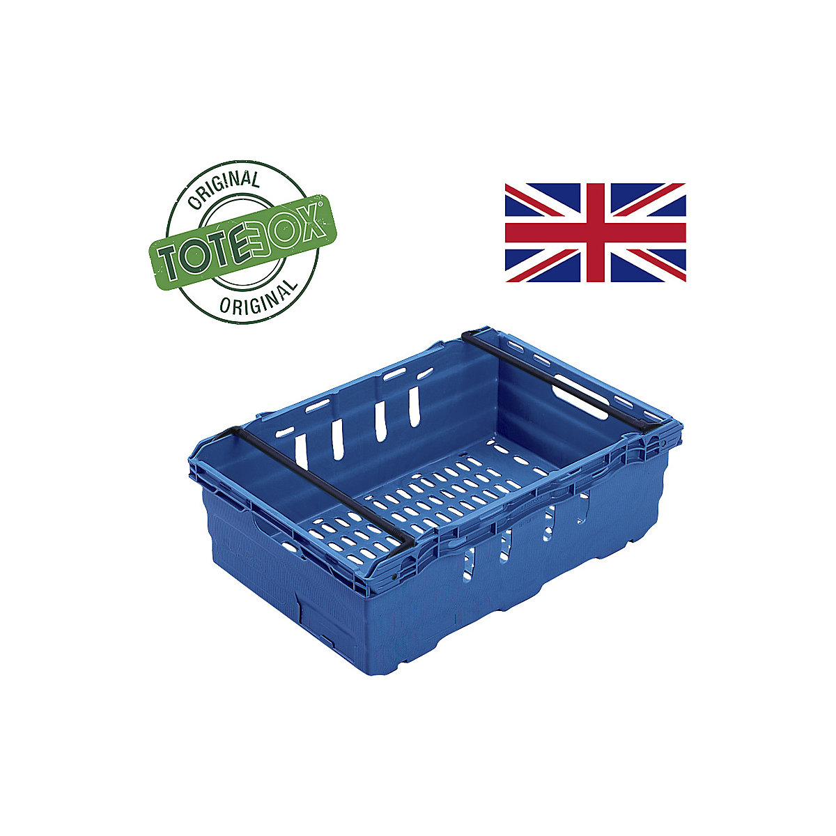 TOTEBOX Bale Arm Supermarket Crate, TOTEBOX Bale Arm Supermarket Crate, TOTEBOX Bale Arm Supermarket Crate | 35 Litre | 199h x 400w x 600d mm | Blue-1