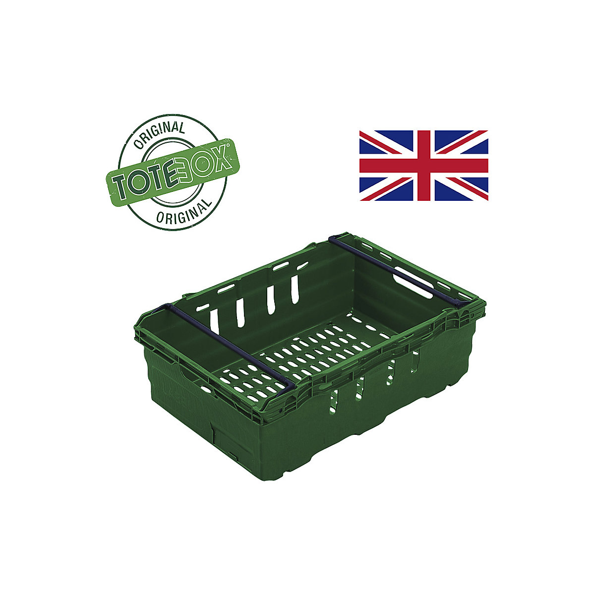 TOTEBOX Bale Arm Supermarket Crate, TOTEBOX Bale Arm Supermarket Crate, TOTEBOX Bale Arm Supermarket Crate | 35 Litre | 199h x 400w x 600d mm | Green-3