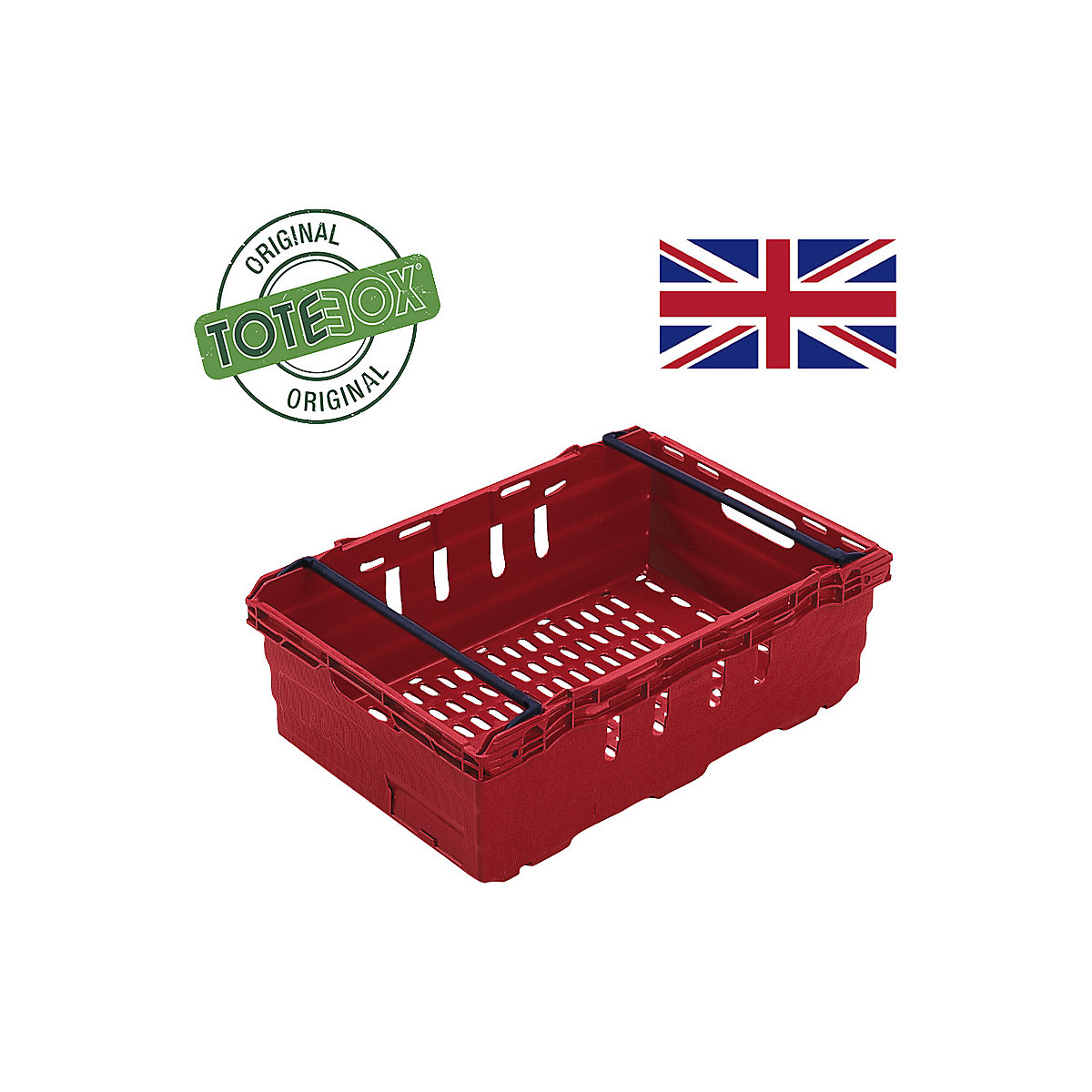 TOTEBOX Bale Arm Supermarket Crate, TOTEBOX Bale Arm Supermarket Crate, TOTEBOX Bale Arm Supermarket Crate | 35 Litre | 199h x 400w x 600d mm | Red-4