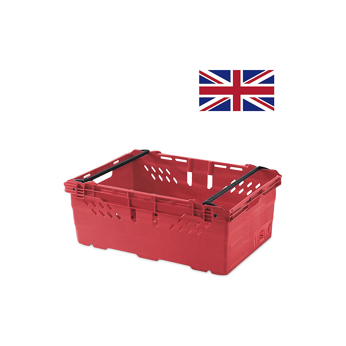 TOTEBOX Bale Arm Supermarket Crate, TOTEBOX Bale Arm Supermarket Crate, TOTEBOX Bale Arm Supermarket Crate | 44 Litre | 253h x 400w x 600d mm | Red-7