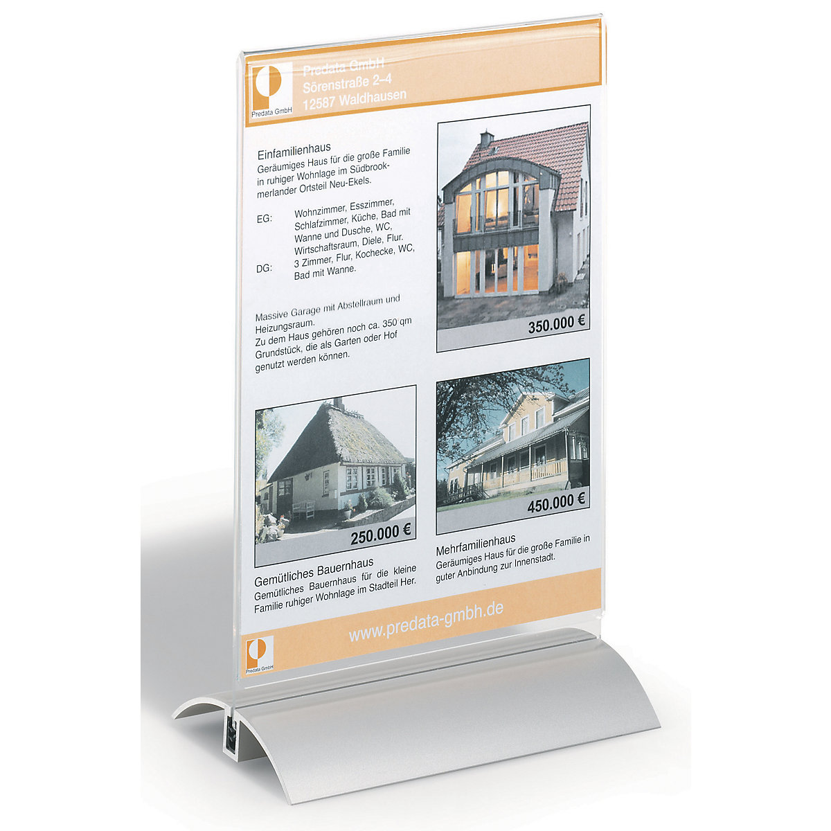 Tabletop stand, acrylic with aluminium base - DURABLE