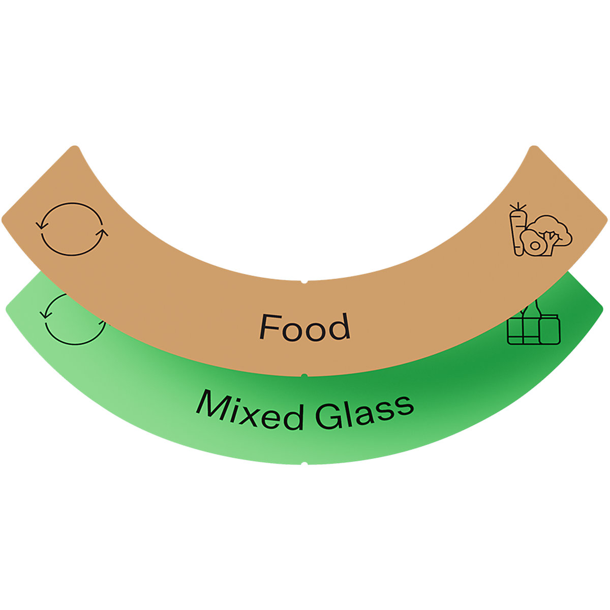 Ubin Recycling Bin Label | Food and Mixed Glass Label Set Only