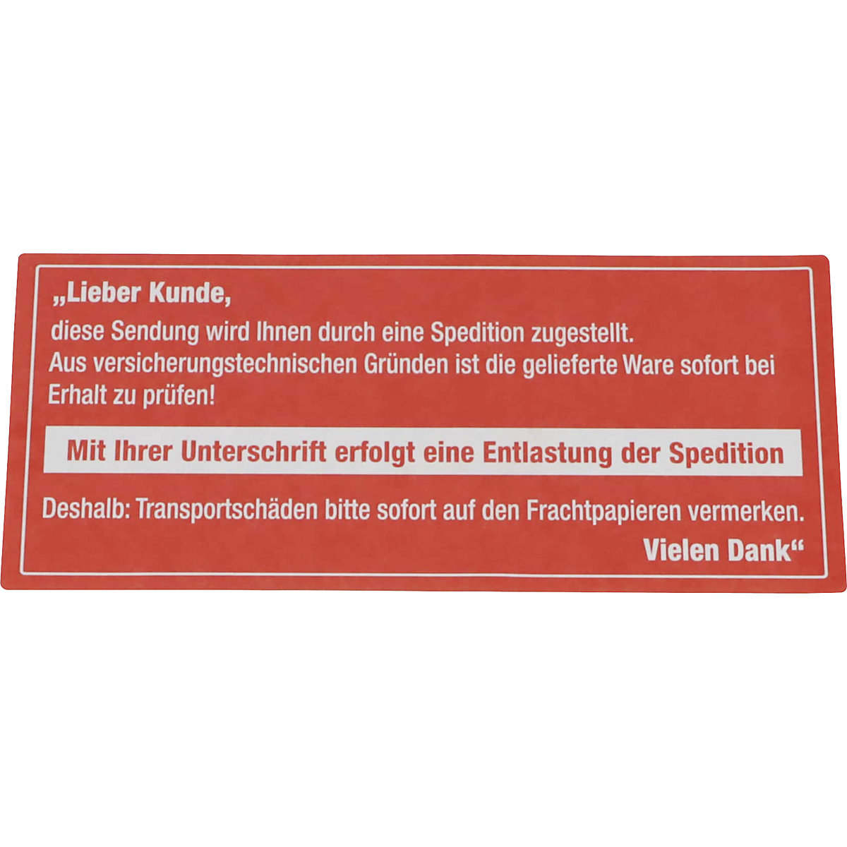 Warnetiketten ratioform