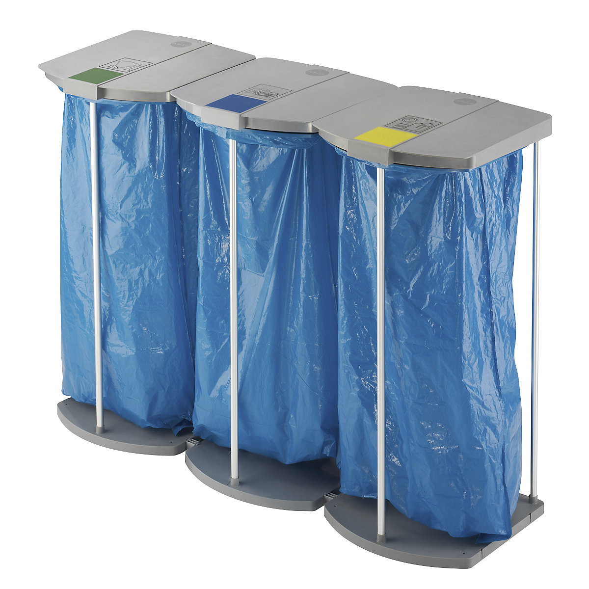 Waste sack stand with 250 blue recycling sacks - Hailo