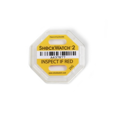 Indicatori d'urto Shockwatch® 2, incl. etichetta, conf. da 25 pz., 25 g/50 ms, giallo, a partire da 10 conf. 1