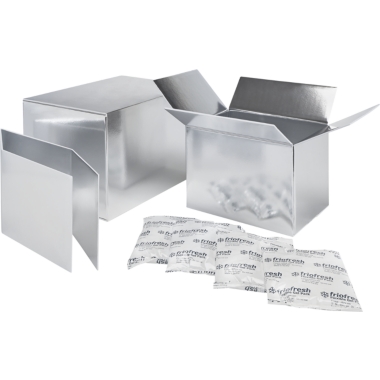 Set di scatole termiche, per la spedizione di prodotti refrigerati fino a 48 ore, dimensioni interne 400 x 300 x 250 mm, 8 cuscinetti raffreddanti, a partire da 100 pz.