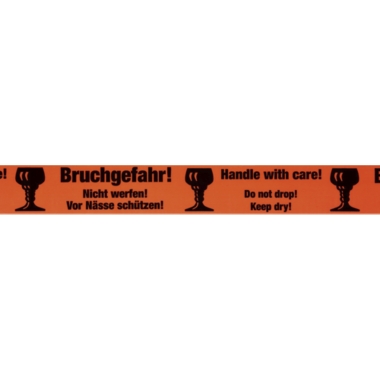 ratioform Nastro adesivo segnaletico in PVC, stampa Bruchgefahr!/Handle with care!, larghezza nastro 50 mm, conf. da 3 pz., a partire da 20 conf.