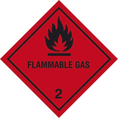 ratioform Adesivi per merci pericolose, gas infiammabili (pericolo di classe 2), con testo, conf. da 500 pz., rosso, a partire da 2 conf. 2