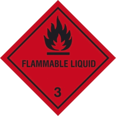 ratioform Adesivi per merci pericolose, sostanze liquide infiammabili (pericolo di classe 3), con testo, conf. da 500 pz., rosso, a partire da 20 conf. 2