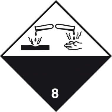 ratioform Adesivi per merci pericolose, sostanze corrosive (pericolo di classe 8), senza testo, conf. da 500 pz., bianco, a partire da 20 conf. 2