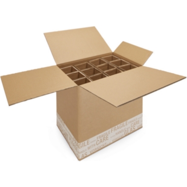 Scatola per bottiglie Poste/DHL, con inserto in cartone, conf. da 10 pz., dimensioni interne 409 x 300 x 383 mm, per 12 bottiglie