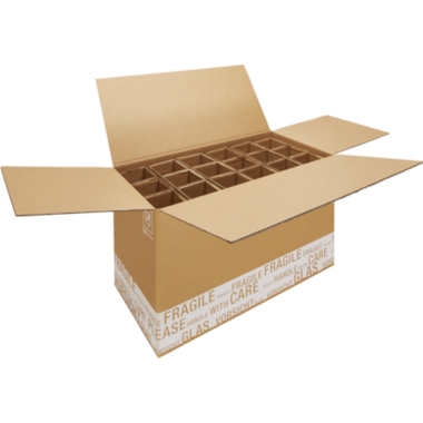 Scatola per bottiglie Poste/DHL, con inserto in cartone, conf. da 10 pz., dimensioni interne 640 x 305 x 383 mm, per 18 bottiglie, a partire da 10 conf.