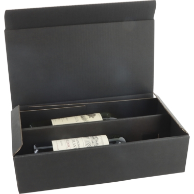 Confezione regalo per bottiglie, nero, per 2 bottiglie, a partire da 80 pz. 2